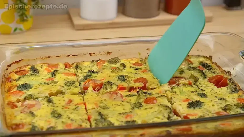 Brokkoli-Ei-Auflauf mit Joghurt und Kirschtomaten