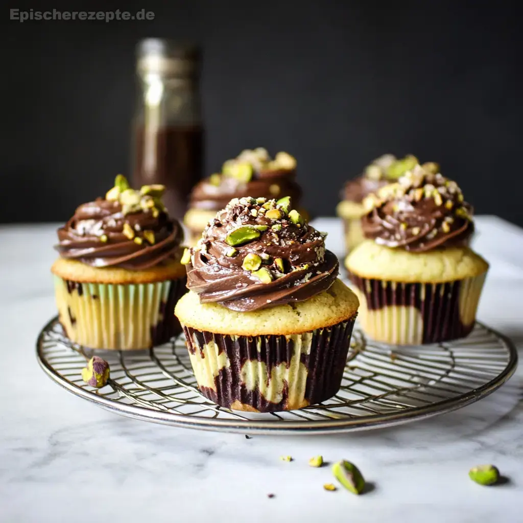 Mozartkugel Cupcakes mit Pistazien-Schoko Muffins