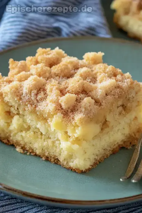 Apfelkuchen mit Pudding und Zimtstreuseln