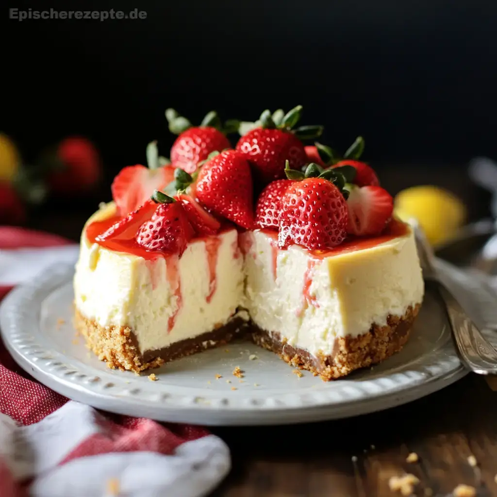 Weißer Schokoladen-Erdbeer-Zitronen-Cheesecake