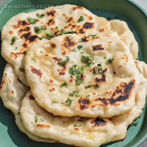 Fluffiges Naan-Brot in der Pfanne gebacken
