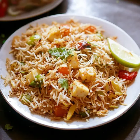 Vegetarisches Biryani Rezept - mit Gemüse, Safran & Paneer