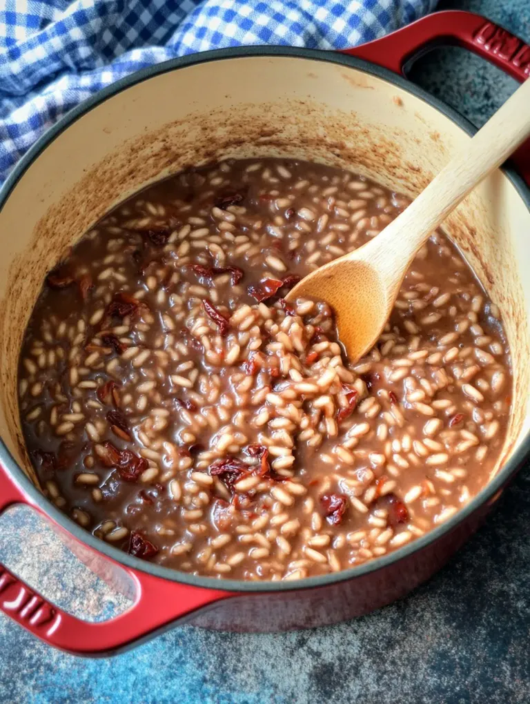 Rotwein-Risotto mit Karamellisierten Zwiebeln – Aromatisch und Cremig