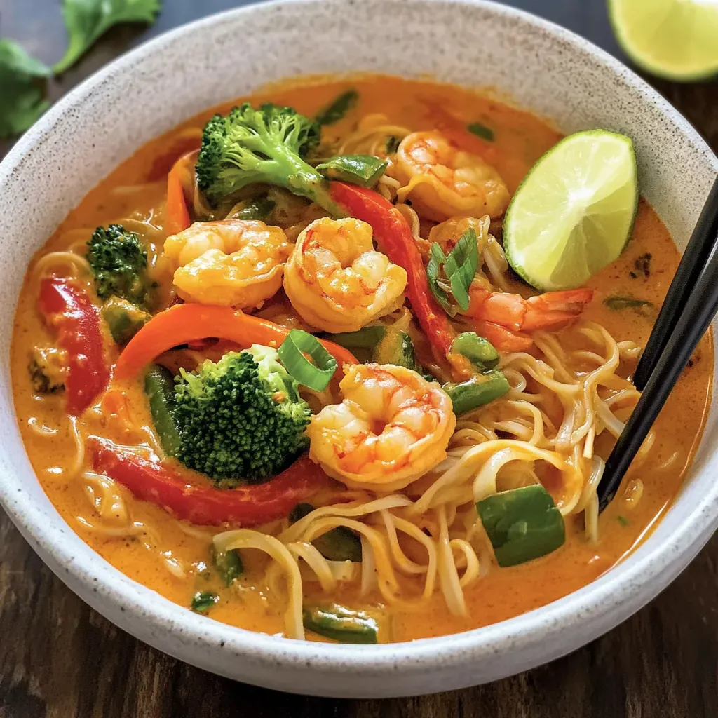 Schnelle Ramen mit Garnelen
