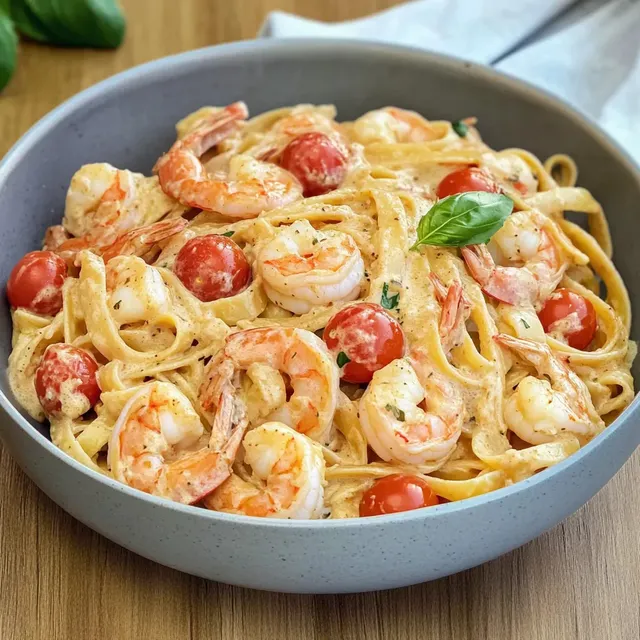Spaghetti mit Garnelen in Frischkäsesauce