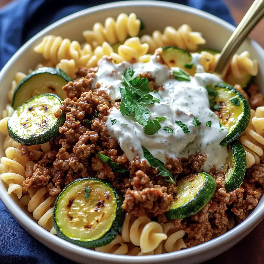 Türkische Pasta mit Hackfleisch und Joghurt-Sauce
