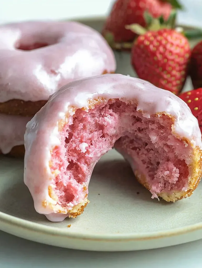 Baked Strawberry Cake Donuts