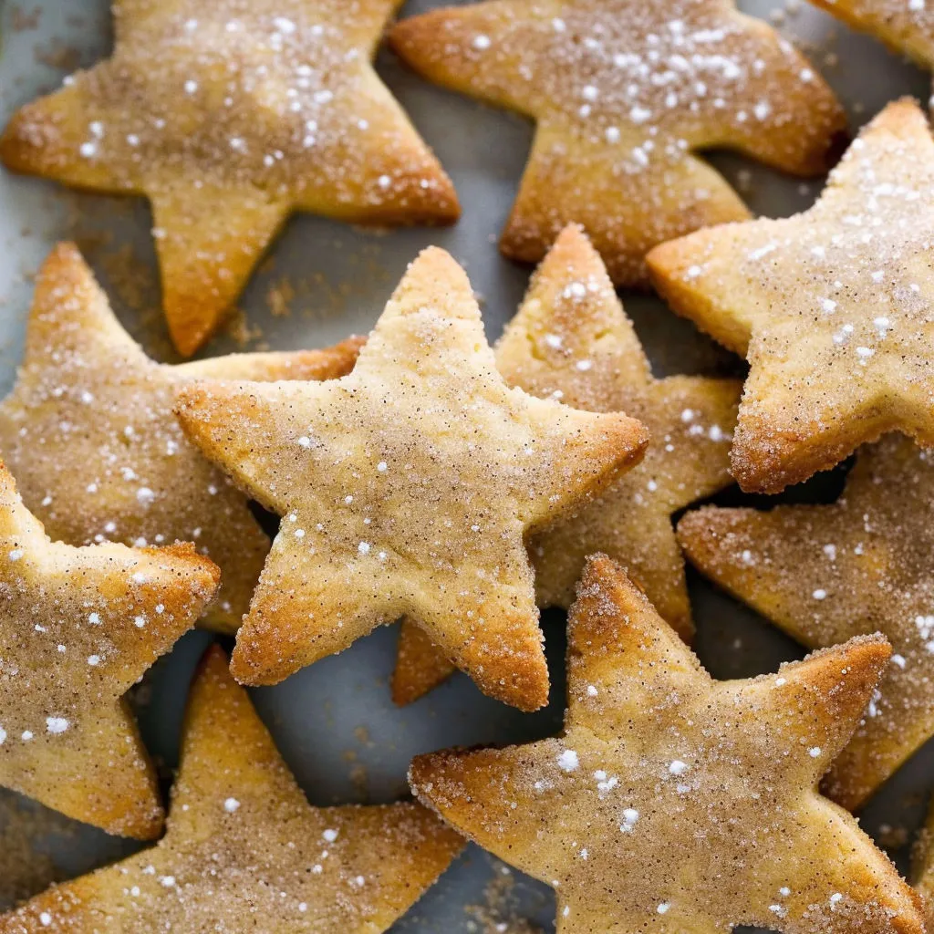 A plate of cookies with sugar and cinnamon on top.