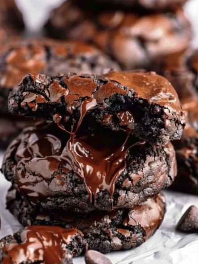 Chocolate cookies with chocolate drizzle.