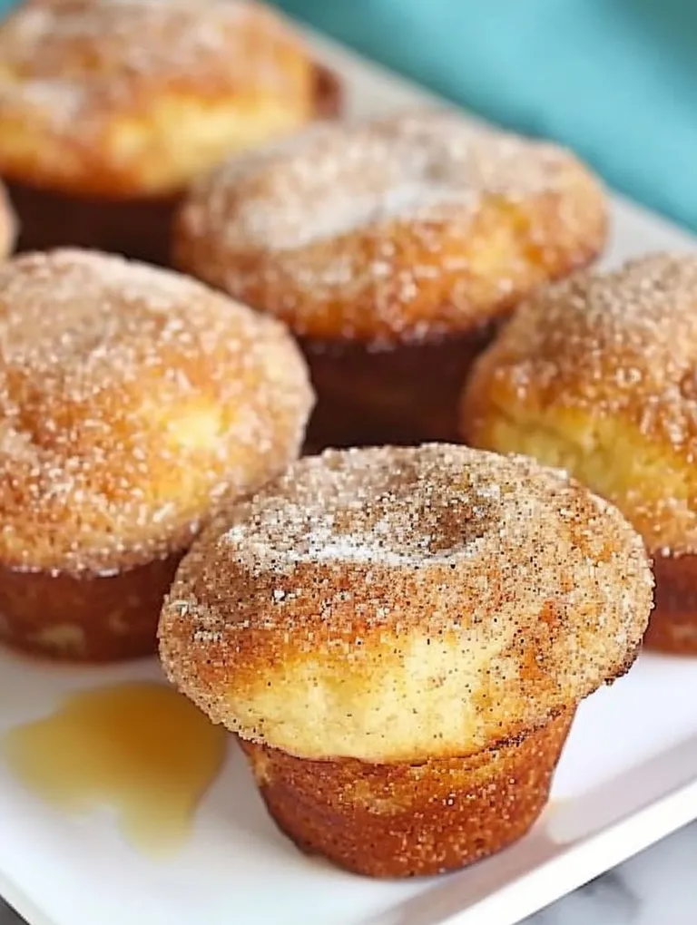 A plate of muffins with sugar on top.
