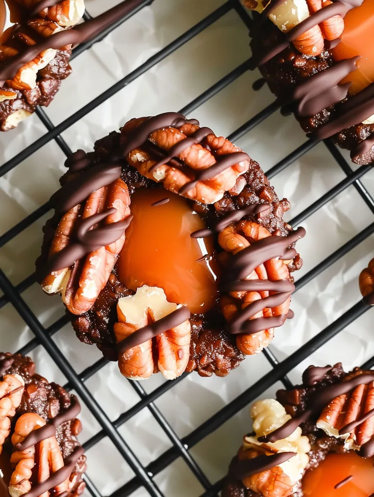 A chocolate covered pecan with a caramel center.