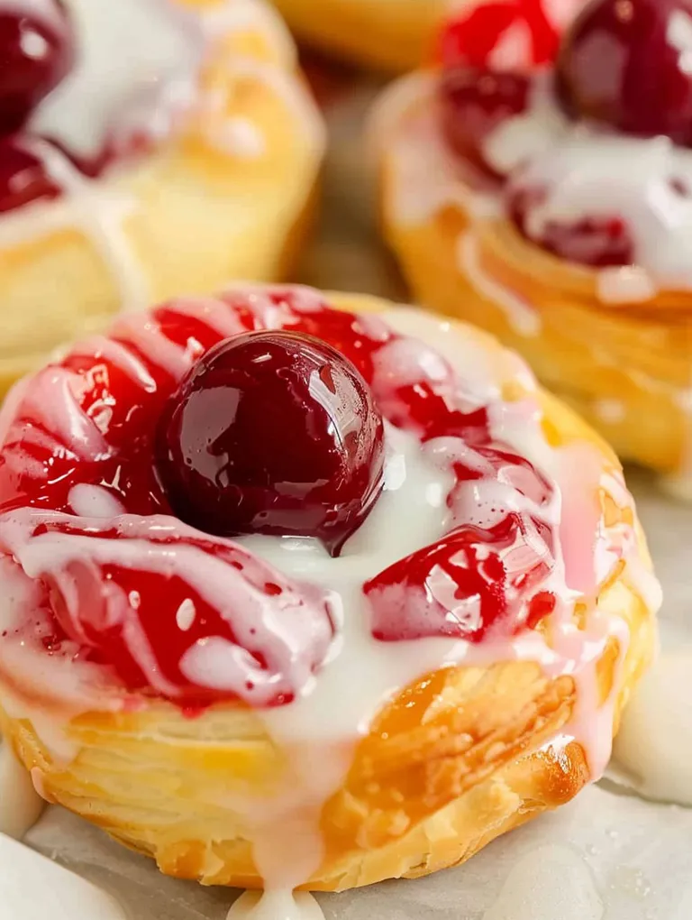 A pastry with a cherry on top.