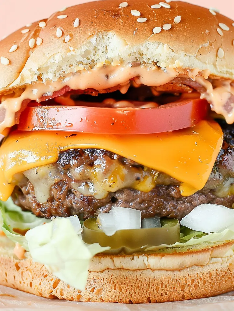 A close up of a jalapeño and cheddar stuffed bacon cheeseburger.