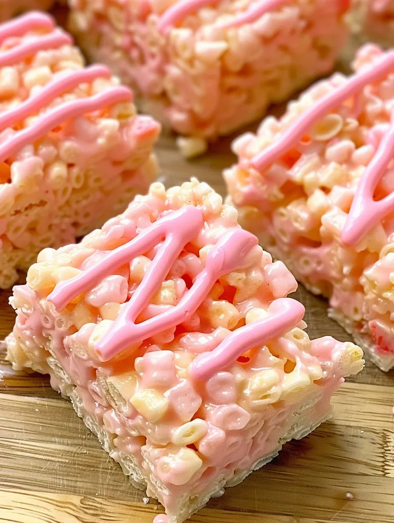 Pink and white rice krispy treats.