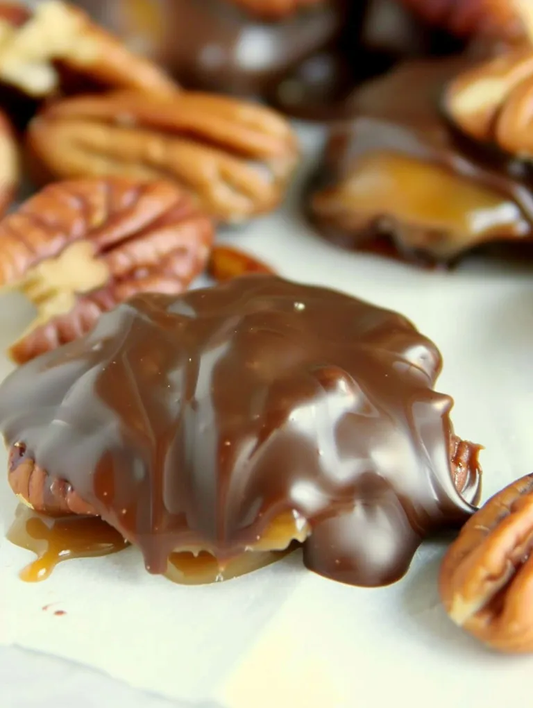 Chocolate Pecan Turtle Clusters.