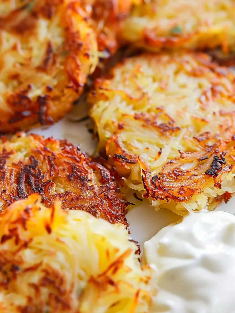 A plate of hash browns made from spaghetti squash.