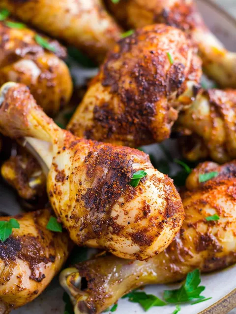 Crispy air fryer chicken legs in 25 minutes.