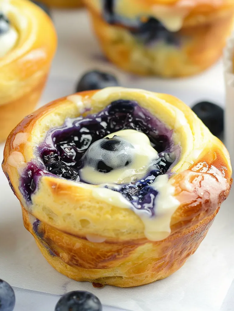 A pastry with blueberry filling and cream.