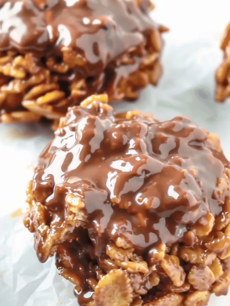 A close up of a chocolate covered cornflake treat.