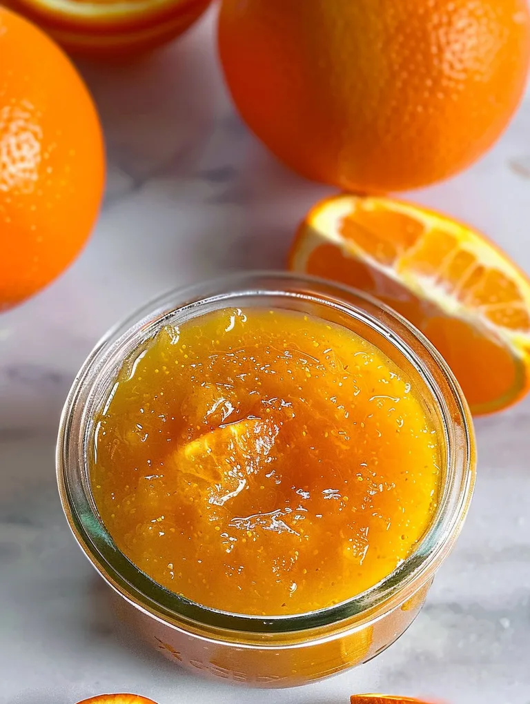 A jar of homemade sugar-free orange marmalade.