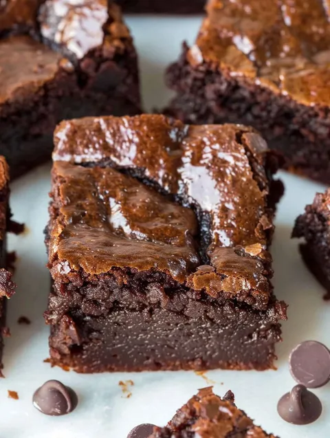 A close up of a brownies with chocolate and caramel drizzle.