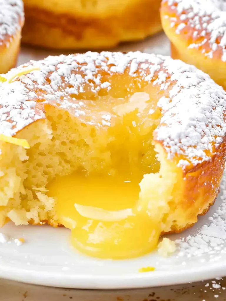 A slice of lemon lava cake with a yellow filling.