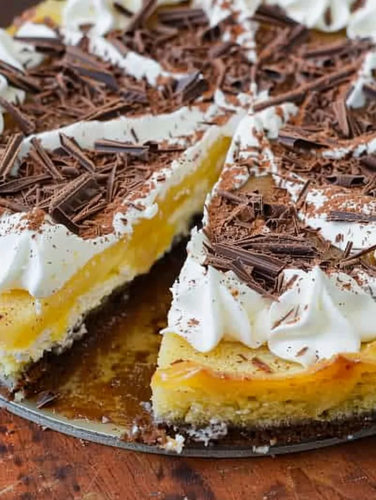A slice of Swedish apple cake with chocolate chips.