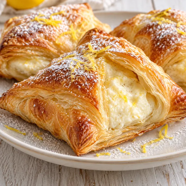 Goldbraune Quarktaschen mit Puderzucker und cremiger Füllung